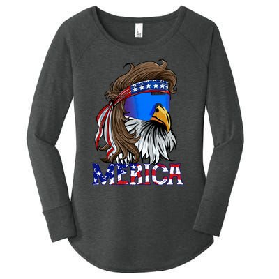 Merica Eagle Mullet Shirt American Flag USA Men 4th Of July Women's Perfect Tri Tunic Long Sleeve Shirt