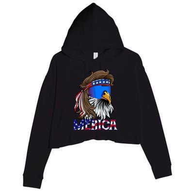 Merica Eagle Mullet Shirt American Flag USA Men 4th Of July Crop Fleece Hoodie