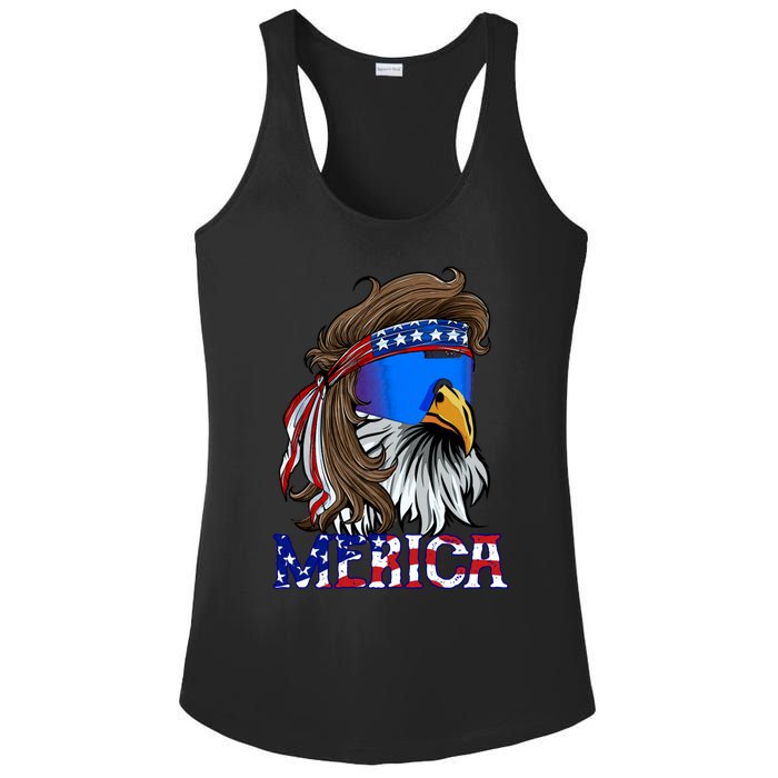 Merica Eagle Mullet Shirt American Flag USA Men 4th Of July Ladies PosiCharge Competitor Racerback Tank