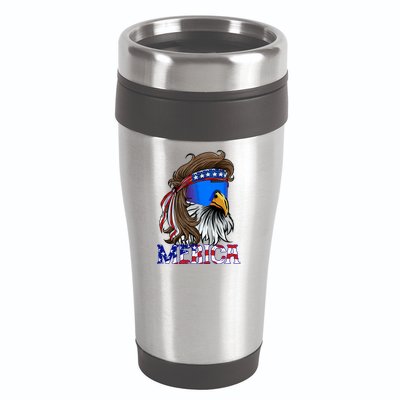 Merica Eagle Mullet Shirt American Flag USA Men 4th Of July 16oz Travel Tumbler