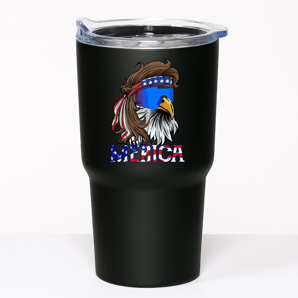 Merica Eagle Mullet Shirt American Flag USA Men 4th Of July Tumbler