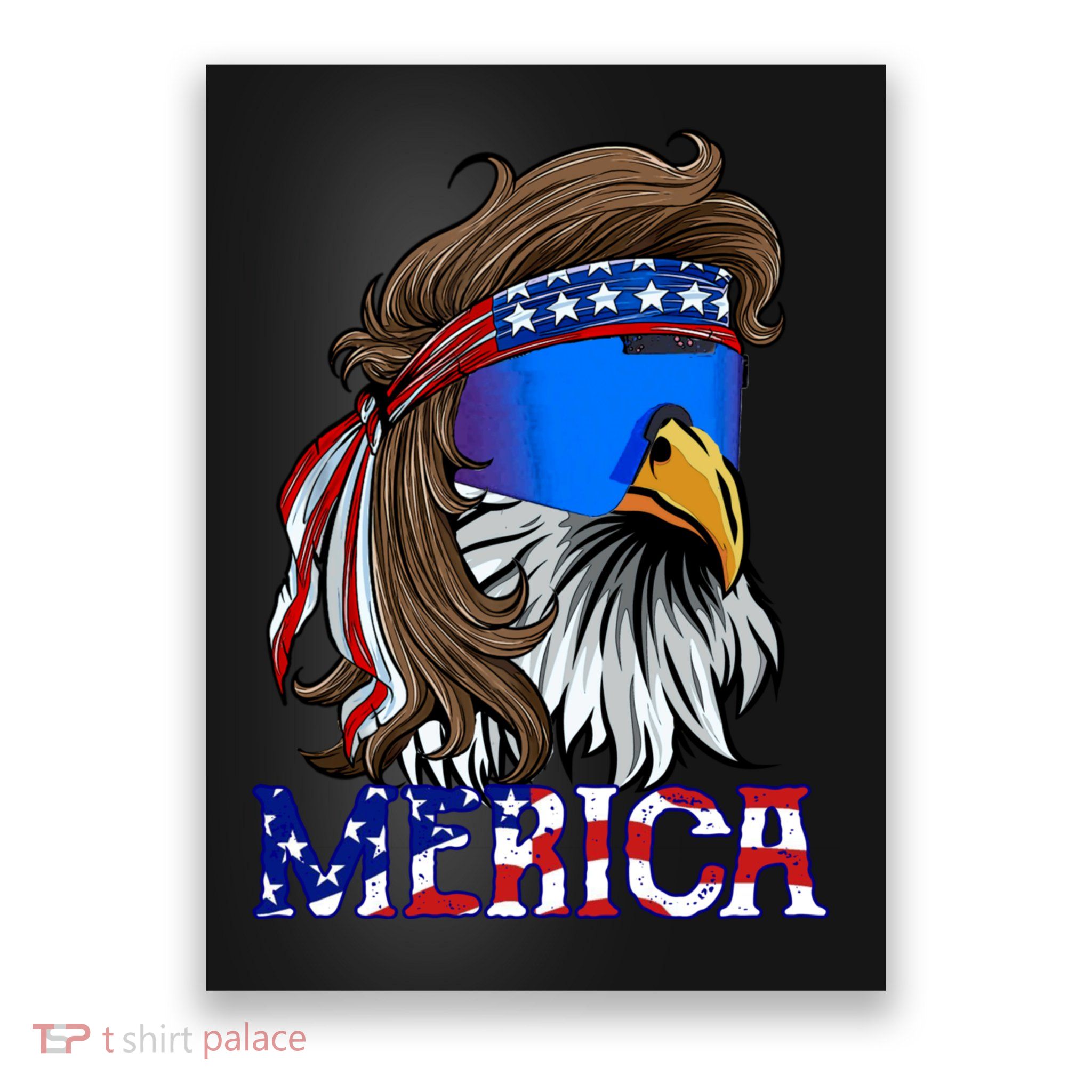 Merica Eagle Mullet Shirt American Flag USA Men 4th Of July Poster