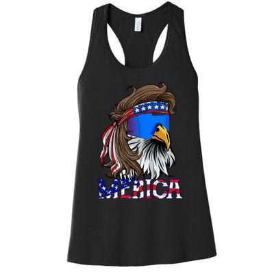 Merica Eagle Mullet Shirt American Flag USA Men 4th Of July Women's Racerback Tank