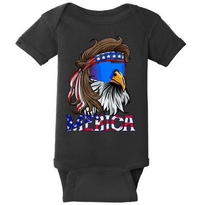 Merica Eagle Mullet Shirt American Flag USA Men 4th Of July Baby Bodysuit