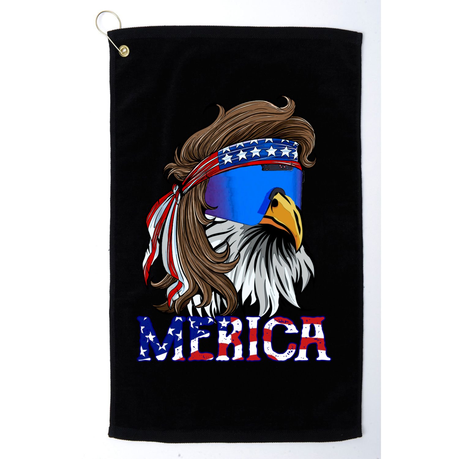 Merica Eagle Mullet Shirt American Flag USA Men 4th Of July Golf Towel