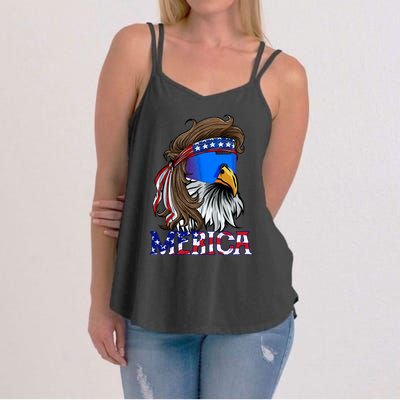 Merica Eagle Mullet Shirt American Flag USA Men 4th Of July Women's Strappy Tank