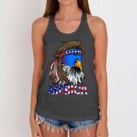 Merica Eagle Mullet Shirt American Flag USA Men 4th Of July Women's Knotted Racerback Tank