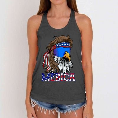 Merica Eagle Mullet Shirt American Flag USA Men 4th Of July Women's Knotted Racerback Tank