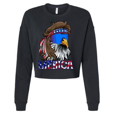 Merica Eagle Mullet Shirt American Flag USA Men 4th Of July Cropped Pullover Crew