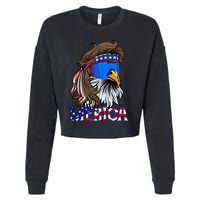 Merica Eagle Mullet Shirt American Flag USA Men 4th Of July Cropped Pullover Crew