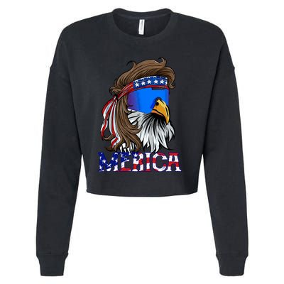 Merica Eagle Mullet Shirt American Flag USA Men 4th Of July Cropped Pullover Crew