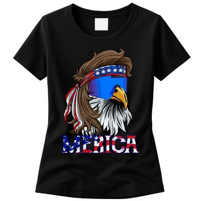 Merica Eagle Mullet Shirt American Flag USA Men 4th Of July Womens T-Shirt