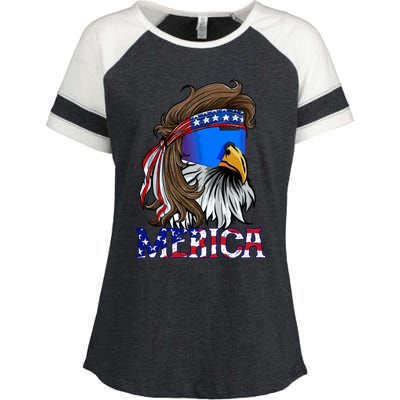 Merica Eagle Mullet Shirt American Flag USA Men 4th Of July Enza Ladies Jersey Colorblock Tee