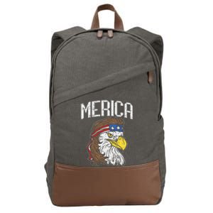 Merica Eagle Mullet 4th of July Redneck Patriot Gift Cotton Canvas Backpack