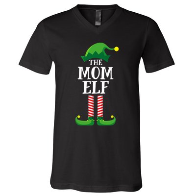 Mom Elf Matching Family Group Christmas Party V-Neck T-Shirt