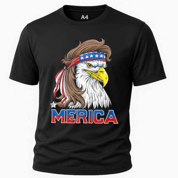 Merica Eagle Mullet 4th Of July American Flag Usa Cooling Performance Crew T-Shirt