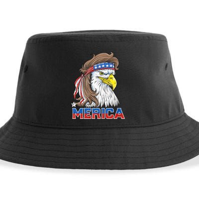 Merica Eagle Mullet 4th Of July American Flag Usa Sustainable Bucket Hat