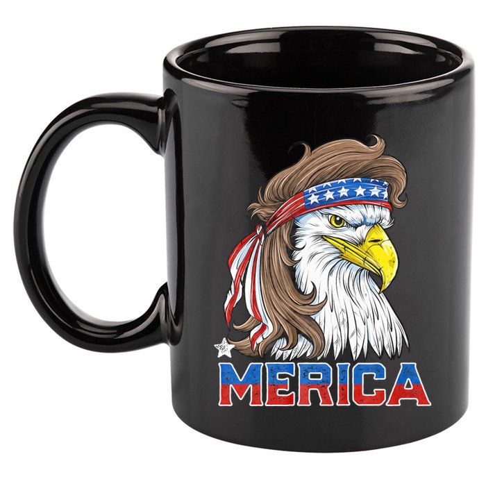 Merica Eagle Mullet 4th Of July American Flag Usa 11oz C Handle Ceramic Mug