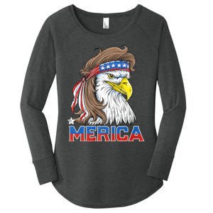 Merica Eagle Mullet 4th Of July American Flag Usa Women's Perfect Tri Tunic Long Sleeve Shirt