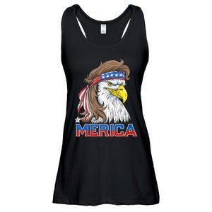 Merica Eagle Mullet 4th Of July American Flag Usa Ladies Essential Flowy Tank