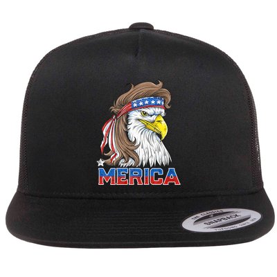 Merica Eagle Mullet 4th Of July American Flag Usa Flatbill Hat