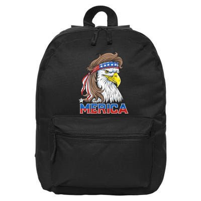Merica Eagle Mullet 4th Of July American Flag Usa 16 in Basic Backpack