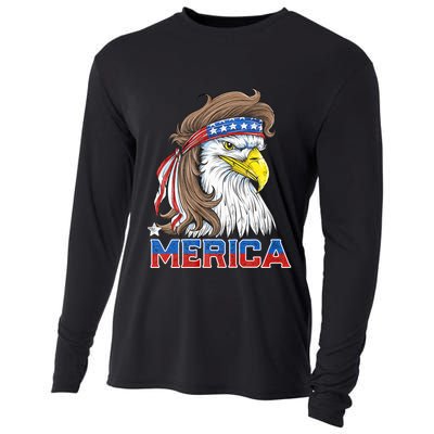 Merica Eagle Mullet 4th Of July American Flag Usa Cooling Performance Long Sleeve Crew