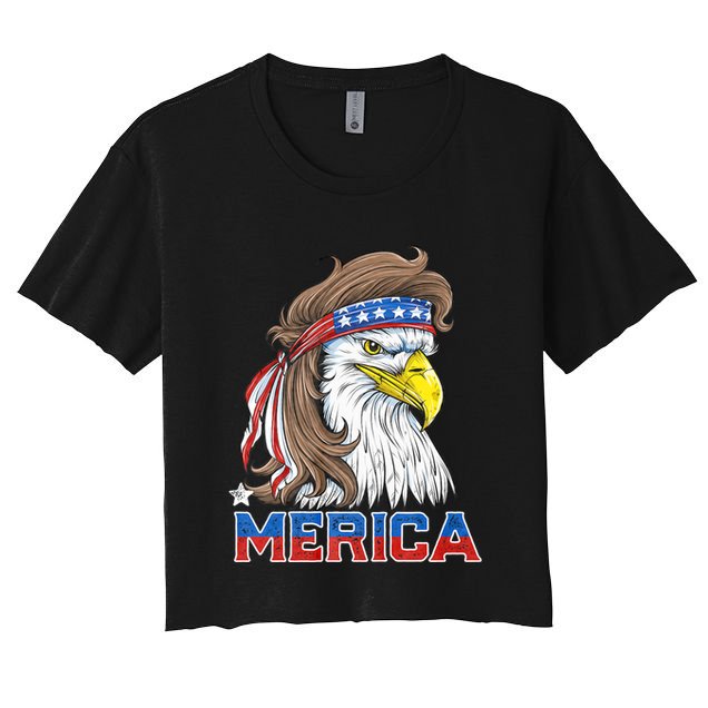 Merica Eagle Mullet 4th Of July American Flag Usa Crop Top
