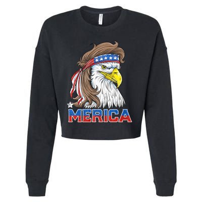 Merica Eagle Mullet 4th Of July American Flag Usa Cropped Pullover Crew