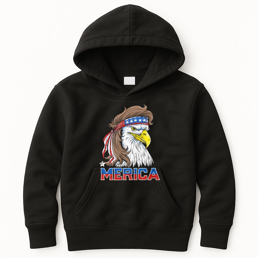 Merica Eagle Mullet 4th Of July American Flag Usa Kids Hoodie