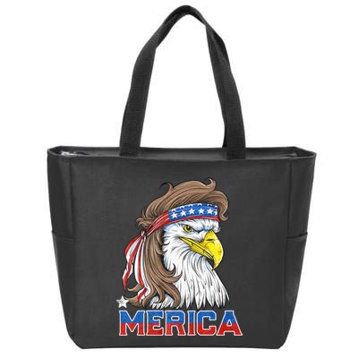 Merica Eagle Mullet 4th Of July American Flag Usa Zip Tote Bag