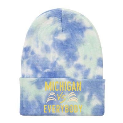 Michigan Everybody Michigan Vs Versus Against Everyone Tie Dye 12in Knit Beanie