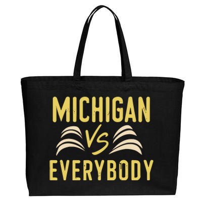 Michigan Everybody Michigan Vs Versus Against Everyone Cotton Canvas Jumbo Tote