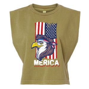 Merica Eagle Mullet Independence 4th Of July America Gift Garment-Dyed Women's Muscle Tee