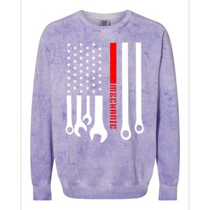 Mechanic Engineer Mechanist Garage American Flag Gift Idea Gift Colorblast Crewneck Sweatshirt