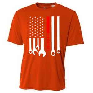 Mechanic Engineer Mechanist Garage American Flag Gift Idea Gift Cooling Performance Crew T-Shirt