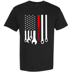 Mechanic Engineer Mechanist Garage American Flag Gift Idea Gift Garment-Dyed Heavyweight T-Shirt