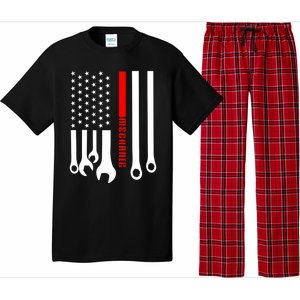 Mechanic Engineer Mechanist Garage American Flag Gift Idea Gift Pajama Set