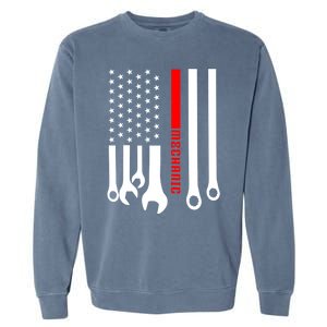 Mechanic Engineer Mechanist Garage American Flag Gift Idea Gift Garment-Dyed Sweatshirt