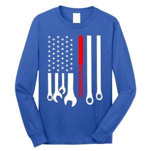 Mechanic Engineer Mechanist Garage American Flag Gift Idea Gift Long Sleeve Shirt