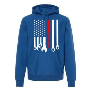 Mechanic Engineer Mechanist Garage American Flag Gift Idea Gift Premium Hoodie