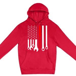 Mechanic Engineer Mechanist Garage American Flag Gift Idea Gift Premium Pullover Hoodie