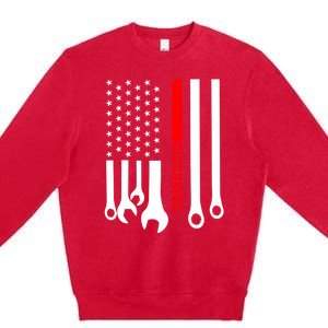 Mechanic Engineer Mechanist Garage American Flag Gift Idea Gift Premium Crewneck Sweatshirt