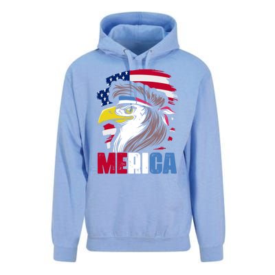 Merica Eagle Mullet 4th Of July For American Patriots Gift Unisex Surf Hoodie