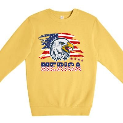 Merica Eagle Mullet Independence 4th Of July American Flag Gift Premium Crewneck Sweatshirt