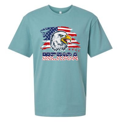 Merica Eagle Mullet Independence 4th Of July American Flag Gift Sueded Cloud Jersey T-Shirt