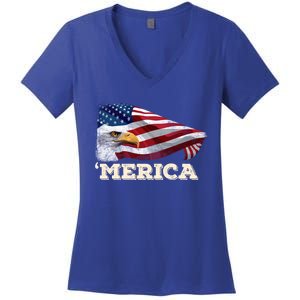 Merica Eagle Mullet 4th Of July American Flag Usa Gift Women's V-Neck T-Shirt