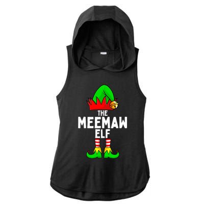 Meemaw Elf Matching Family Christmas  Ladies PosiCharge Tri-Blend Wicking Draft Hoodie Tank