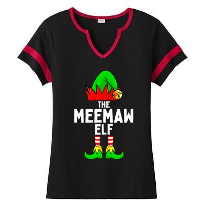 Meemaw Elf Matching Family Christmas  Ladies Halftime Notch Neck Tee