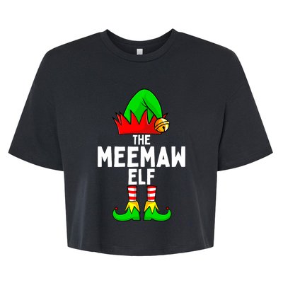 Meemaw Elf Matching Family Christmas  Bella+Canvas Jersey Crop Tee